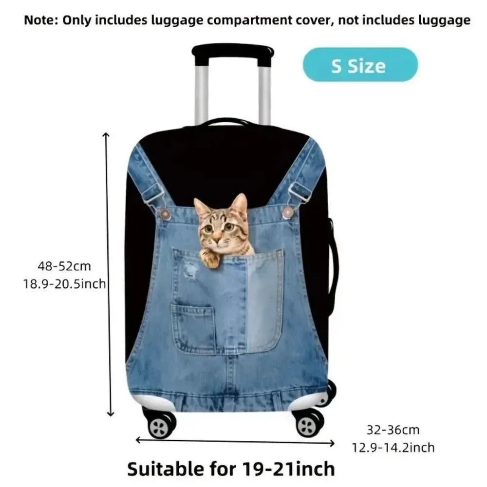 NWT Gorgeous Cat in Denim Overall Sz S 19”-21”Suitcase Luggage Elastic Cover
